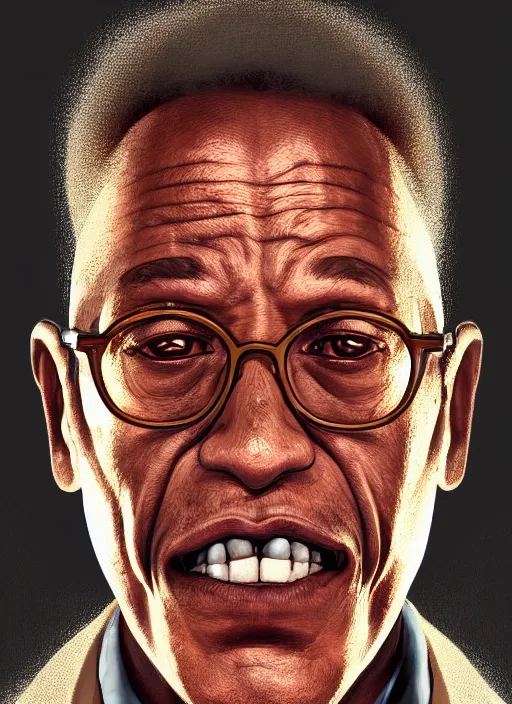 Image similar to gustavo fring, au naturel, hyper detailed, digital art, trending in artstation, cinematic lighting, studio quality, smooth render, unreal engine 5 rendered, octane rendered, art style by klimt and nixeu and ian sprigger and wlop and krenz cushart