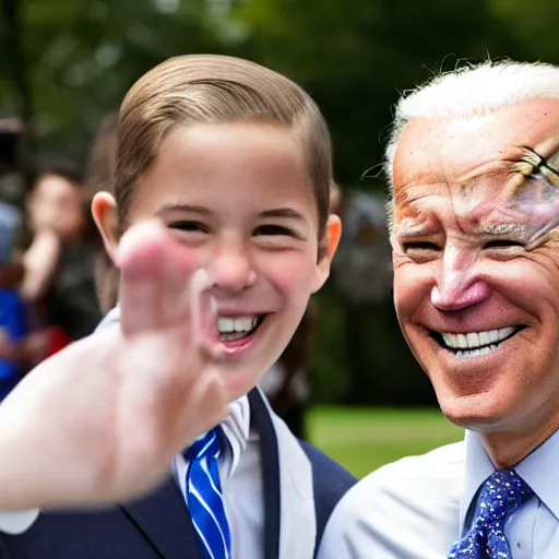 Image similar to A photo of joe biden teams up with a teenage joe biden, perfect faces, 50 mm, award winning photography