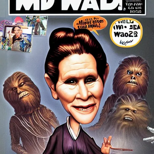 Image similar to mad magazine cover photo portrait caricature leia wookiee