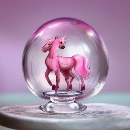 Prompt: Pinkie Pinkie 💓🐴 trapped inside a crystal ball 🔒🔮