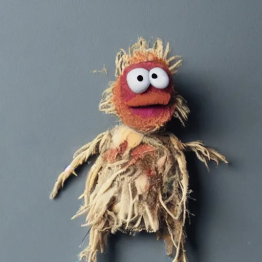 Image similar to disheveled, worn, torn muppet