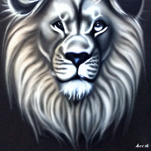 Prompt: lion by airbrush