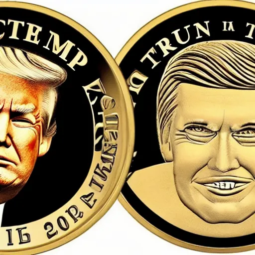 Image similar to the face of trump on a golden coin