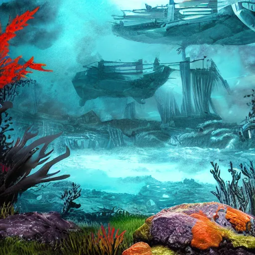 Image similar to underwater, rpg battlefield background,