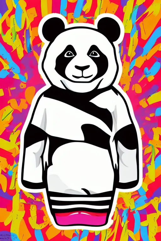 Image similar to Portrait of a panda as a wrestler, sticker, colorful, illustration, highly detailed, simple, smooth and clean vector curves, no jagged lines, vector art, smooth