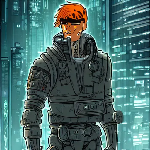 Image similar to Cyberpunk dude, by Matt Rhodes.