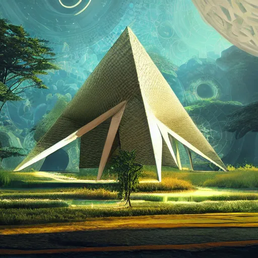 Image similar to sacred geometry photography nature photography cryengine render, by android jones, syd mead, and john stephens