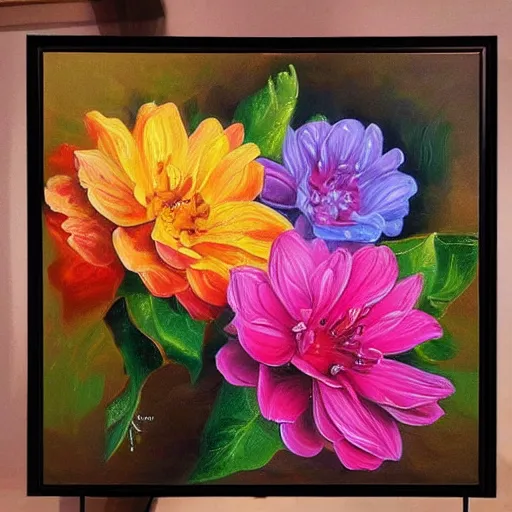 Image similar to beautiful flower oil painting, 4k trending masterpiece