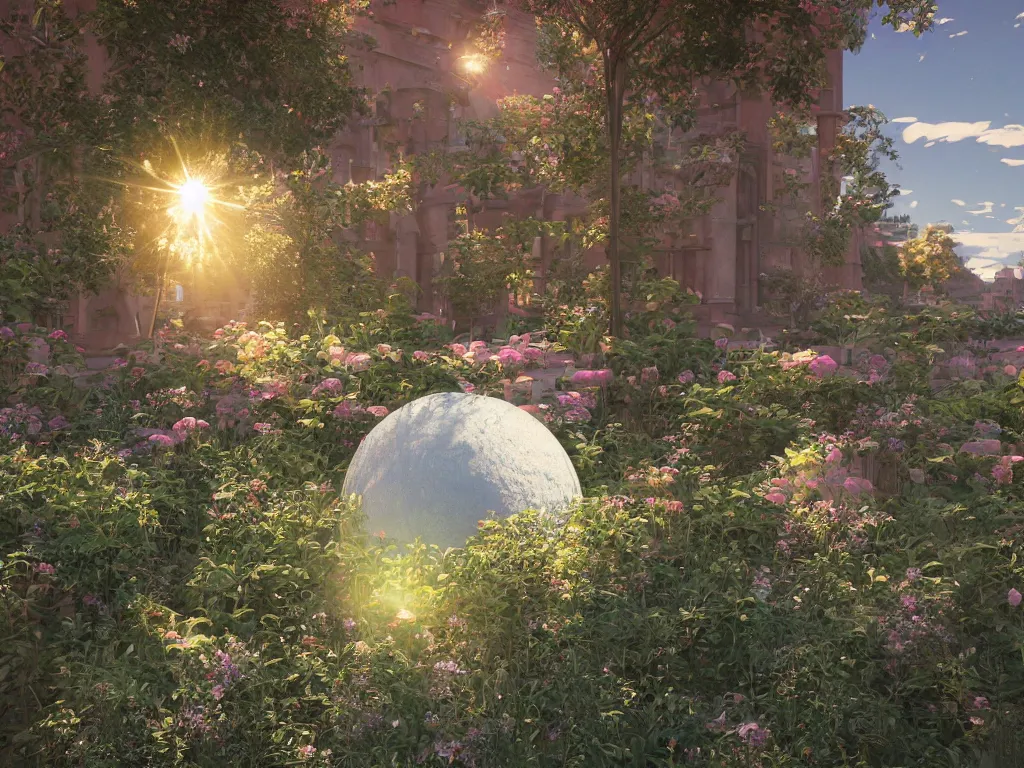 Image similar to 3 d render, sunlight study, the universe is a spheroid region 7 0 5 meters in diameter, art nouveau, by john william waterhouse and ( ( ( ( ( lisa frank ) ) ) ) ), 8 k, sharp focus, octane render