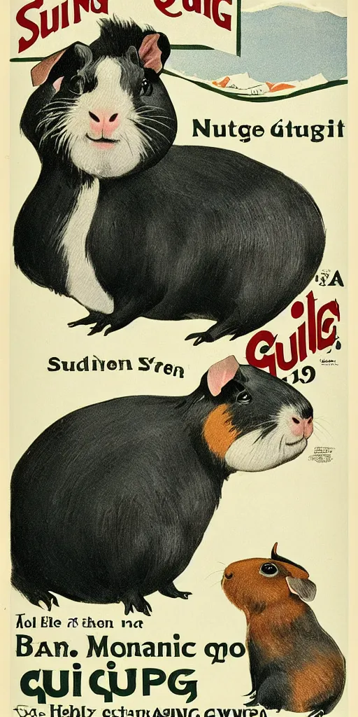 Image similar to a 1 9 1 0 s poster advertising a guinea pig that can sing