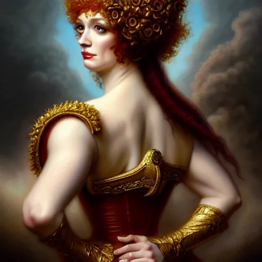 Image similar to christina hendricks dressed as napoleon, baroque painting, intricate, elegant, highly detailed, centered, digital painting, artstation, concept art, smooth, sharp focus, illustration, artgerm, tomasz alen kopera, peter mohrbacher, donato giancola, joseph christian leyendecker, wlop, boris vallejo