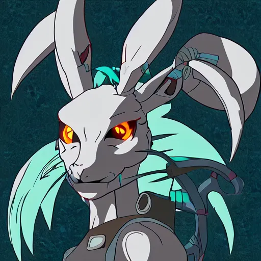 Image similar to cyborg jackalope cyberpunk, anime cel, 8k HD, centered