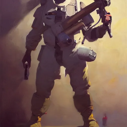 Image similar to greg manchess portrait painting of partially armored ghostbuster peter venkman overwatch character, medium shot, asymmetrical, profile picture, organic painting, sunny day, matte painting, bold shapes, hard edges, street art, trending on artstation, by huang guangjian and gil elvgren and sachin teng
