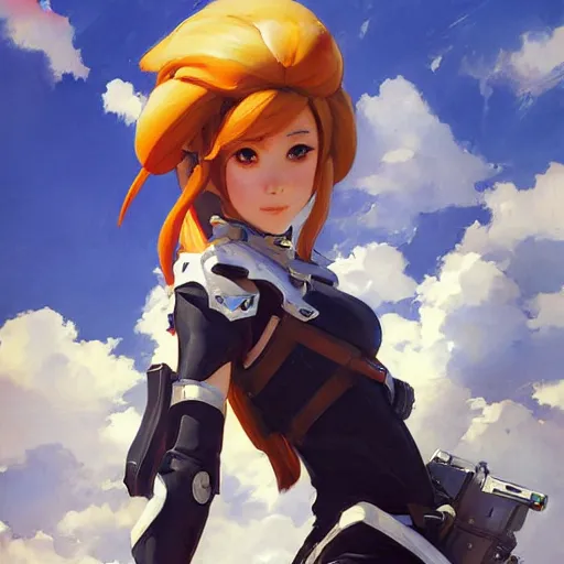 Image similar to greg manchess portrait painting of asuna yuuki as overwatch character, medium shot, asymmetrical, profile picture, organic painting, sunny day, matte painting, bold shapes, hard edges, street art, trending on artstation, by huang guangjian and gil elvgren and sachin teng