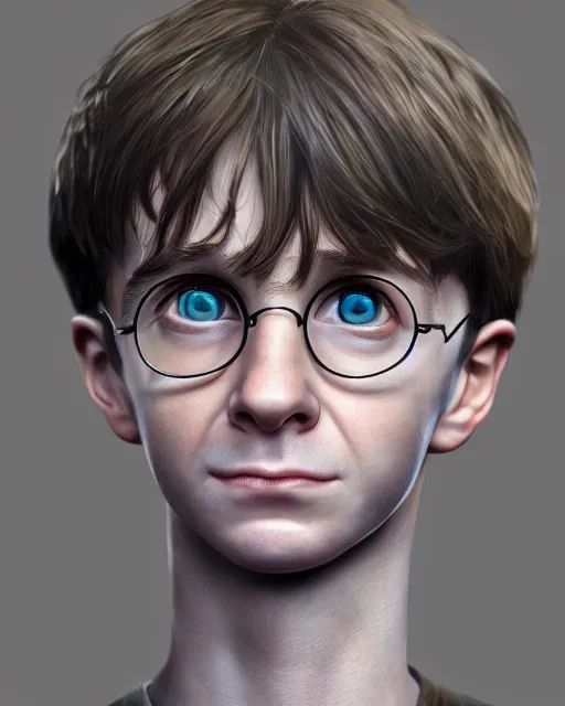 Image similar to portrait of a small, skinny 1 7 - year - old boy harry potter, hyper realistic face, beautiful eyes, character art, art by mark brooks, hyperdetailed, cryengine, trending on artstation, digital art