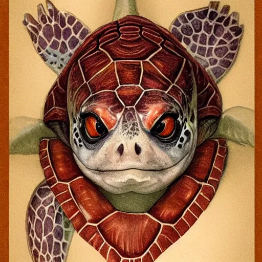 Image similar to regal papal pond turtle wearing a pope hat, D&D, fantasy, portrait, highly detailed, digital painting, trending on artstation, concept art, sharp focus, illustration, art by artgerm, greg rutkowski and magali villeneuve #pope francis #red ear slider turtle #vatican #pond turtle #catholic