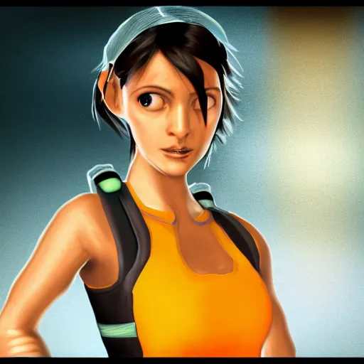 Prompt: portrait of chell from portal