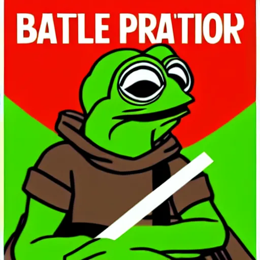 Image similar to battle for pepe propaganda poster