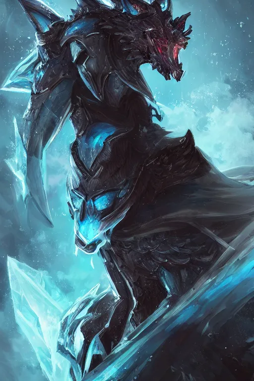 Image similar to anthropomorphic Azure wolf knight, DnD character art portrait, fantasy battleground, raining, fire, oil painting, heroic pose, magic the gathering artwork, D&D, fantasy, cinematic lighting, centered, symmetrical, highly detailed, digital painting, artstation, concept art, chromatic aberration, post processing, smooth, sharp focus, illustration, volumetric lighting, epic Composition, 8k, art, DeviantArt, trending on Artstation, Jason Felix, Steve Argyle, Tyler Jacobson, Peter Mohrbacher, Akihiko Yoshida, Greg Rutkowski, Craig Mullins, Frank Frazetta, cinematic lighting