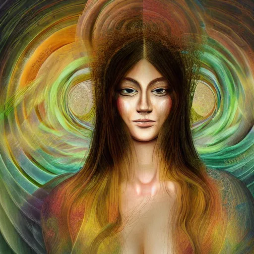 Image similar to beautiful detailed artistic portrait of a person travelling between different astral planes. grainy and rough. fine detail. soft colour scheme. artistic painting by lurid ( 2 0 2 2 ). featured on deviantart.