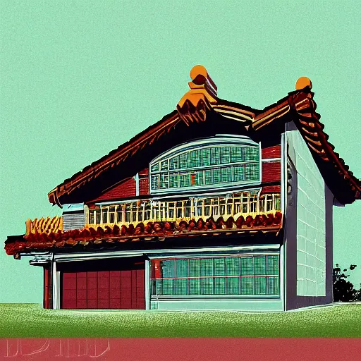 Prompt: House in the style of Yukio Miyamoto