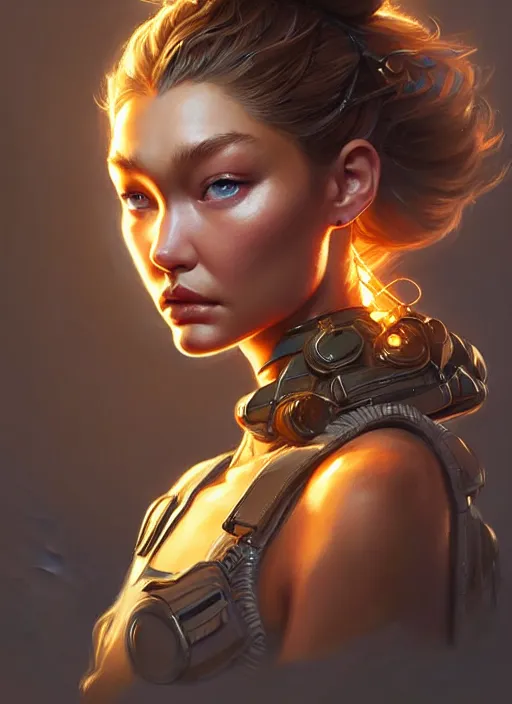 Prompt: portrait of apex legends gigi hadid, intricate, elegant, glowing lights, highly detailed, digital painting, artstation, glamor pose, concept art, smooth, sharp focus, illustration, art by artgerm and greg rutkowski, artey freytag