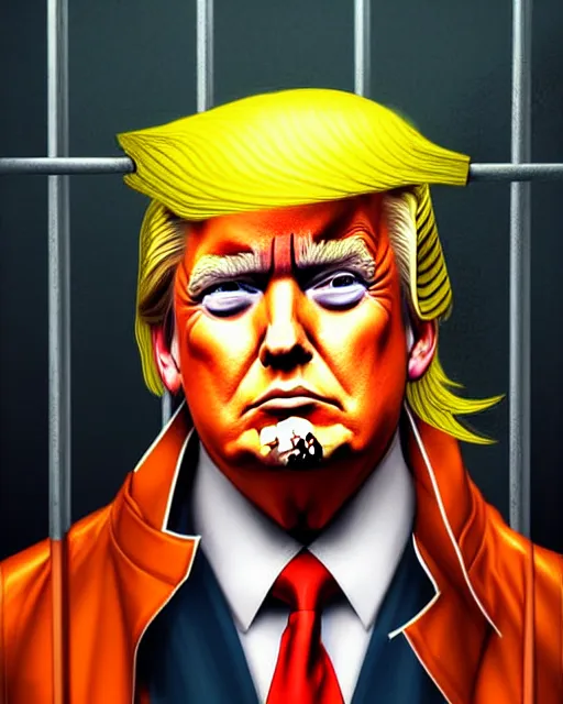 Image similar to digital art, fantasy portrait of a donald trump in a prison cell, by james jean, by ross tran, ultra detailed, character design, concept art, trending on artstation,