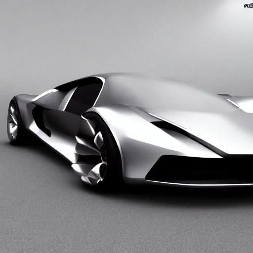 Image similar to render of futuristic supercar, realistic, detailed, clean