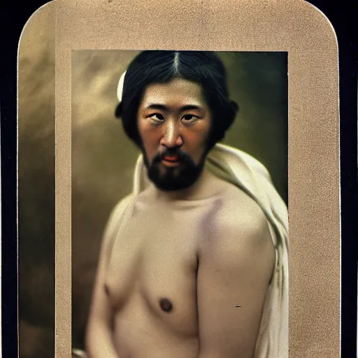 Prompt: color photography of john the baptist by hisaji hara