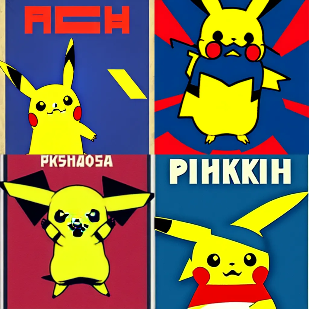 Prompt: Pikachu Russian propaganda poster