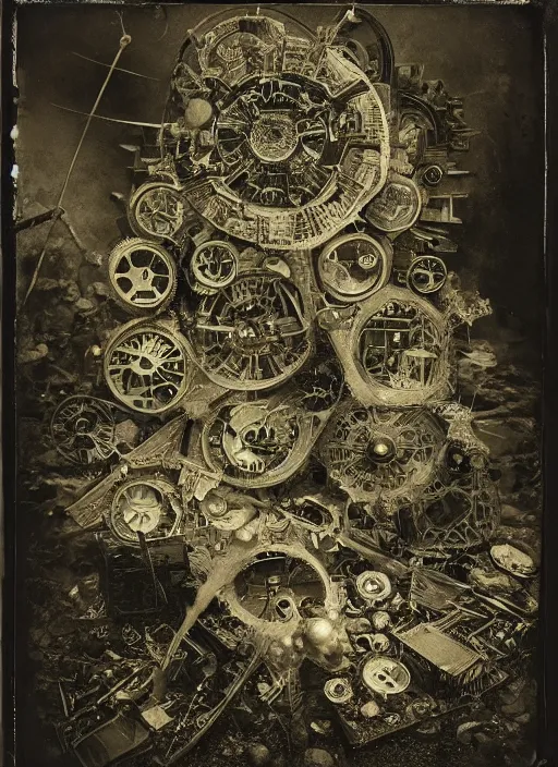 Image similar to old wetplate daguerreotype, portrait of a futuristic time traveler, explosion of data fragments, fractal, intricate, elegant, highly detailed, parallax, leica, medium format, subsurface scattering, by jheronimus bosch and greg rutkowski and louis jacques mande daguerre