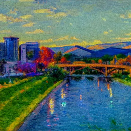Image similar to an impressionist painting of Boise Idaho
