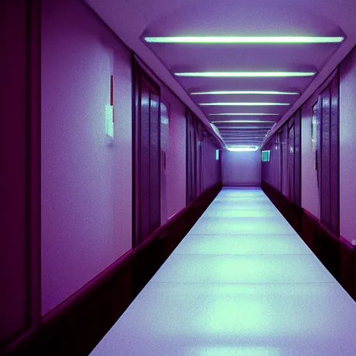 Image similar to lonely hallways of underground lab, sterile, clean, cinematic, liminal space, unreal engine, in-game screenshot