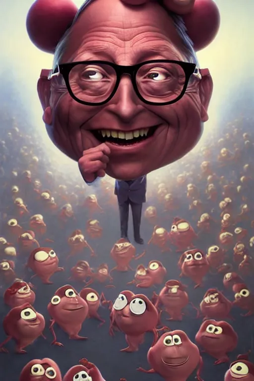 Image similar to bill gates face bill gates as the california raisins, hyper detailed, digital art, artstation, cinematic lighting, studio quality, smooth render, by peter mohrbacher, hajime sorayama, wayne barlowe, boris vallejo, aaron horkey, gaston bussiere, craig mullins