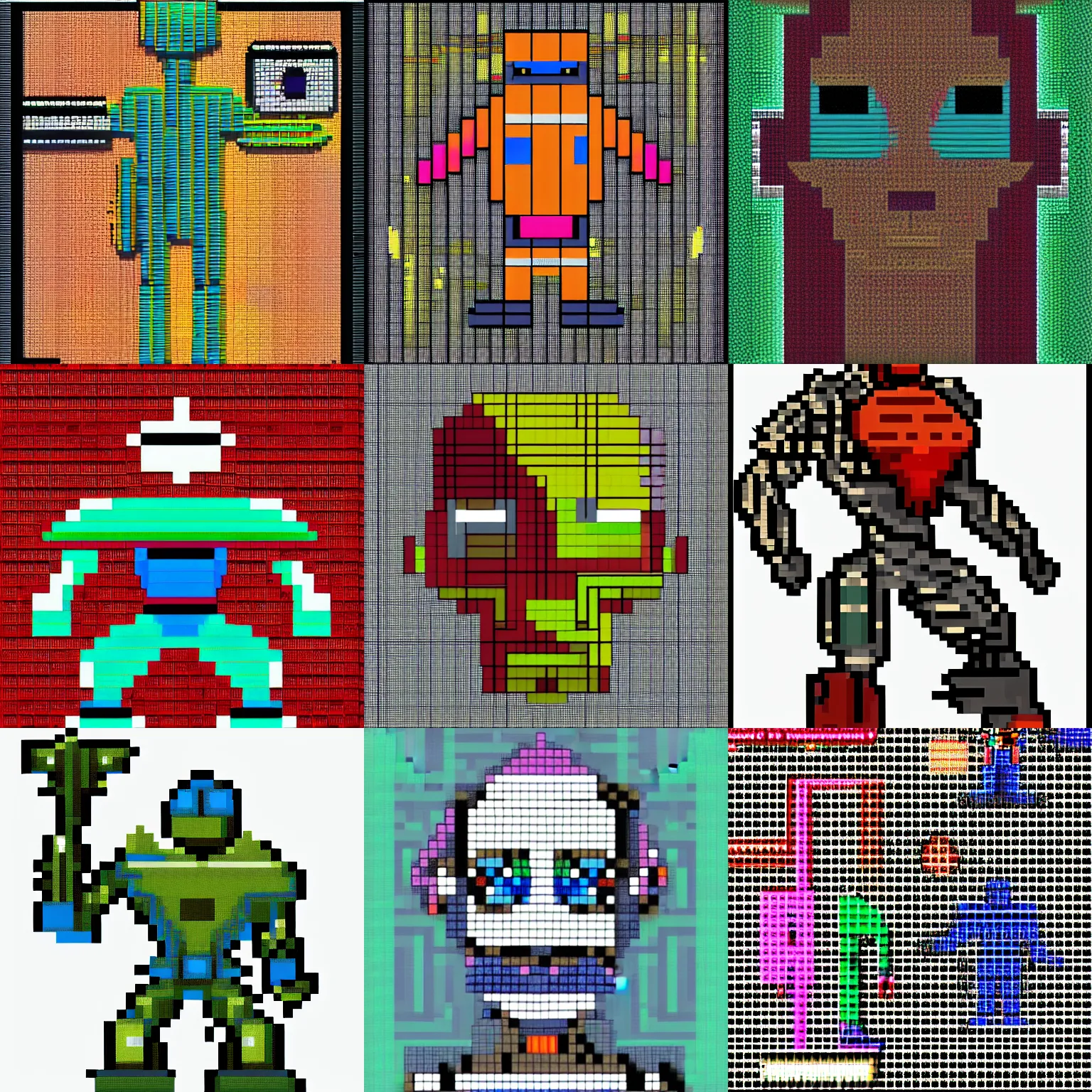 Prompt: cyborg, pixel art