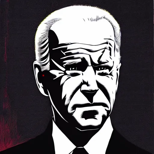 Image similar to Joe Biden looking sinister, by Tsutomu Nihei, highly detailed