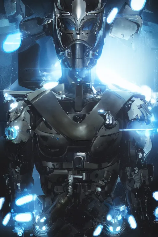 Image similar to cyber cyborg ninja mask helmet metal gear solid artic suit swat commando, global illumination ray tracing hdr fanart arstation by sung choi and eric pfeiffer and gabriel garza and casper konefal, a spectacular view cinematic rays of sunlight comic book illustration, by john kirby