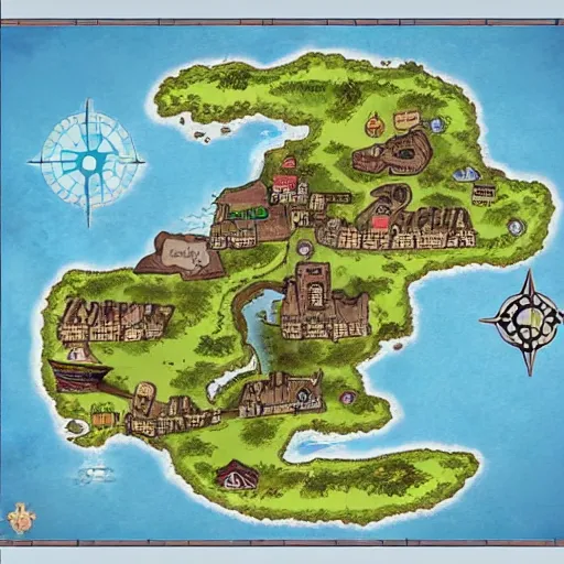 Prompt: dnd island town map