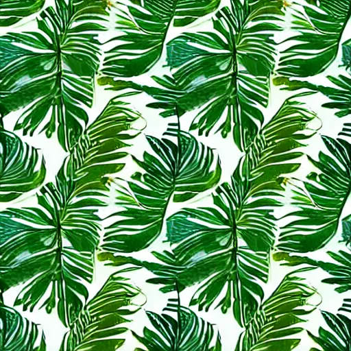 Prompt: repeating pattern seamless. watercolor. tropical palm leaves, warm light, gold and green, hyperrealistic, minimalistic, stylized