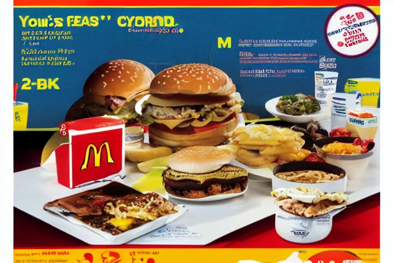 Prompt: mcdonald's television meal, y 2 k cybercore, advertisement photo