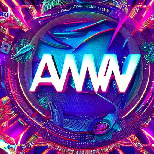 Image similar to a and w vaporwave logo, colorful, digital art, cosmic, 3 d high definition, trending on art station, photorealistic, high resolution, 8 k, octane, hyper detailed, insane details, intricate, elite, ornate, elegant trend, highly detailed and intricate, sharp focus, photography, unreal engine