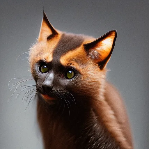 Prompt: a feline fruitbat - cat - hybrid, animal photography