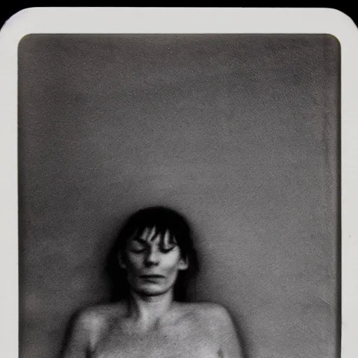 Prompt: polaroid embarrassed woman by Tarkovsky