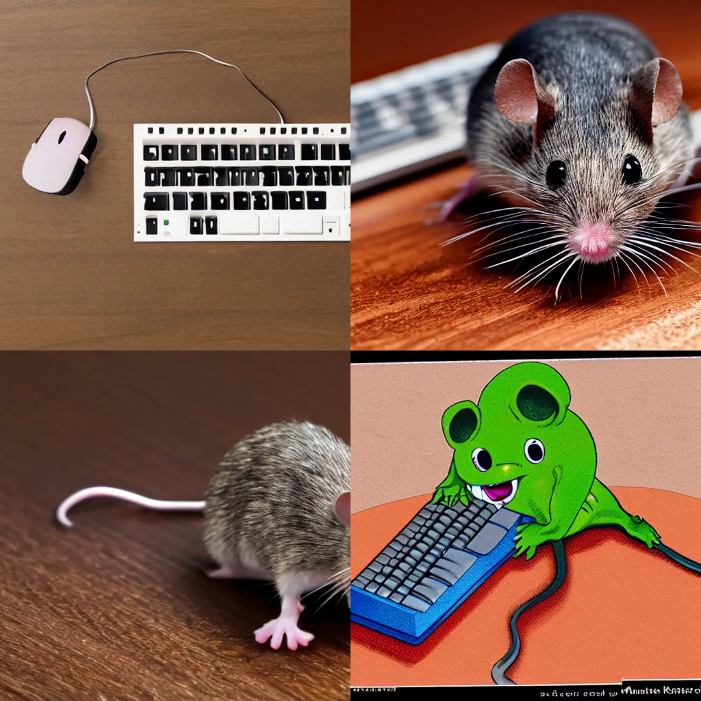 Prompt: a monster keyboard eating mouse