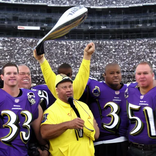 Image similar to chuck clark of the baltimore ravens, holding the lombardi trophy, chuck clark # 3 6