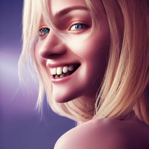 Image similar to close up of beautiful scandinavian female smiling holding xbox one s to face, stunning eyes, long blonde hair, disney pixar weta, hi - fructose, decadent highly - detailed digital painting, golden ratio, octane render, artstation, cinematic composition, smooth, sharp focus