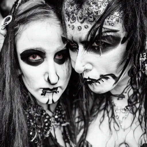 Image similar to portraits from a goth festival