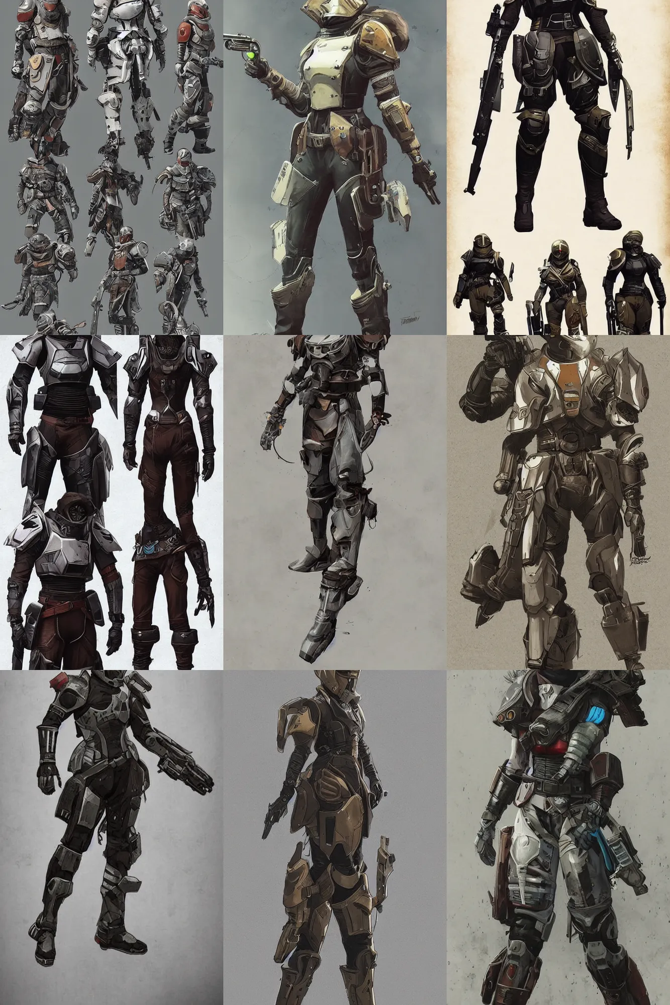 Prompt: detailed Destiny 2 armor in the style of dieselpunk, concept art, full body and head, intricate and beautiful details, trending on Pinterest, game design