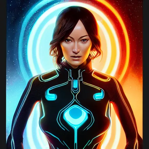 Image similar to ultra realistic illustration, olivia wilde as tron legacy quorra anime, intricate, elegant, highly detailed, digital painting, artstation, concept art, smooth, sharp focus, illustration, art by artgerm and greg rutkowski and alphonse mucha and wlop