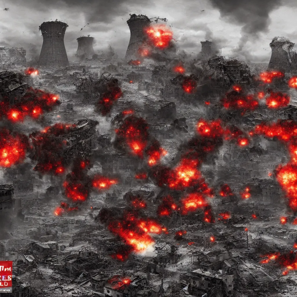 Prompt: soviet union stormed by orks, nuclear chimneys, destruction, chaos, 4 k, realistic, professional photography